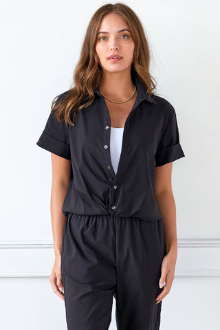 Alli Shirt Solid Silky Poplin - Navy