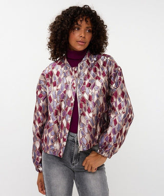 Metallic Mosaic Bomber Jacket - Print