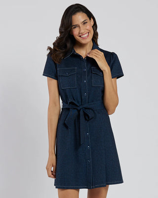 Ingrid Denim Dress - Navy White