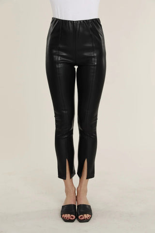 Vegan Leather Leggings- Black
