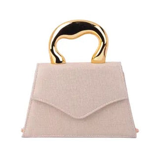 Satchel with Sparkle Accents and Asymmetrical Top Handle- Gold