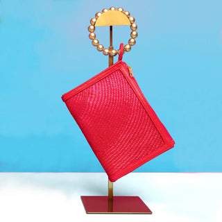 The Sadie Red Woven Luxe Gold Bead Wristlet