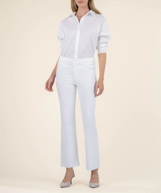 Kelsey High Rise Ankle Flare Step Raw Hem - Optic White