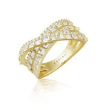 Rachel Criss-Cross Pave Ring - Gold - 6