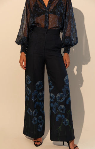 Palazzo Pants - Garden Dark Blue