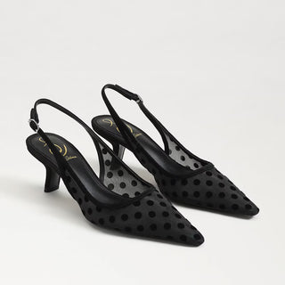 Bianka Polka Dot Mesh Slingback - Black