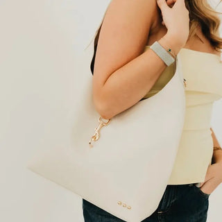 Haddie Hobo Vegan Leather Tote Cream
