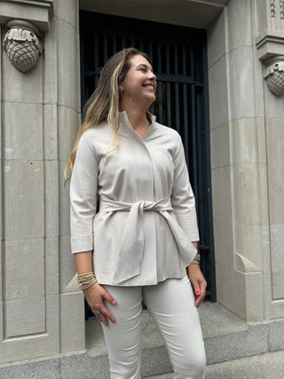 Tie Front Jacket- Oyster