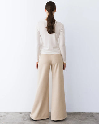 Suede Wide Leg Pants- Almond