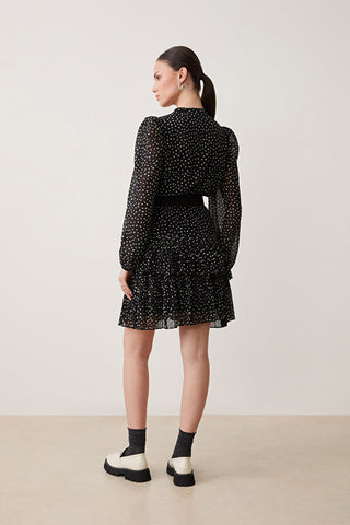 Caliste Polka Dot Dress - Noir