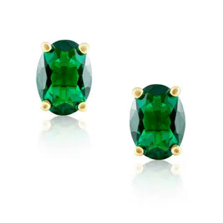 Emerald Oval Studs - Gold