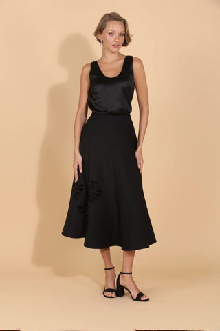 Merino Blend Flared Skirt w/ Details