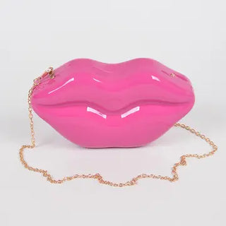 Lips Handbag Clutch - Fushia
