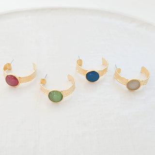 The Harper- Luxe Gemstone Bezel Hoop