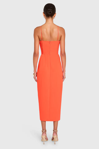 orange midi dress with slit Jodi Midi Dress (Orange), L