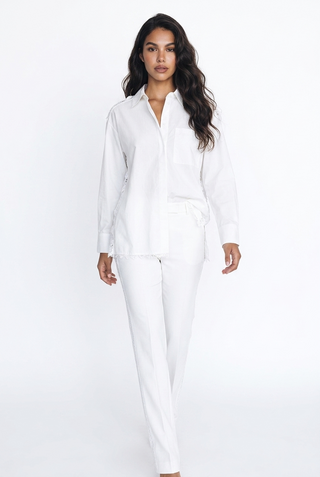 Cotton Shirt w/ Lace Back