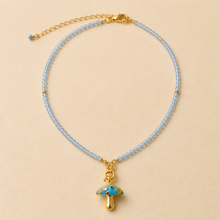 Shroomie Gemstone Necklace- Light Blue