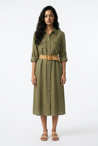 Utility Midi Shirt Dress