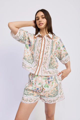 Alaia Linen Shorts - Ivory Terracotta