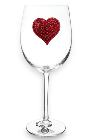 Red Heart Stemmed Wine Glass