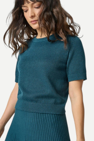 Short Sleeve Sparkle Sweater - Deep Sea Sparkle