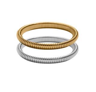 Liquid Metal Stretch Bangles 16mm Silver