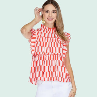 Scallop Tiered Top - Red Medley