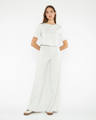 Ponte Knit Wide Leg Pant - Heather Grey