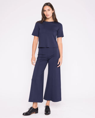 Wide Leg Pant Cropped - Navy