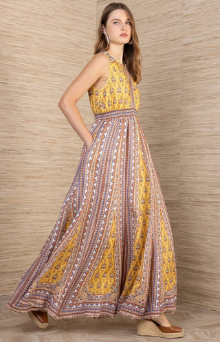 Solana Halter Maxi Dress- Yellow