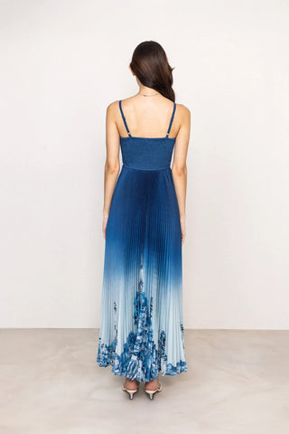 Comet Strap Pleated Maxi Dress- Cobalt