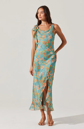 Isabelle Dress - Blue Orange Floral