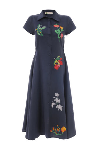 Jun Cotton Dress - Indigo Blue