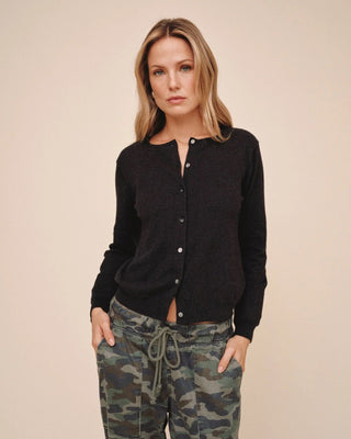 Crew Neck Cardigan- Vintage Black