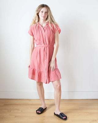 Cap Sleeve Shirt Dress - Safi Coral