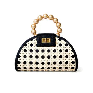 The Bella Black Straw Clutch