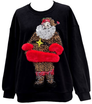 Black Leopard Santa Fur Sweatshirt