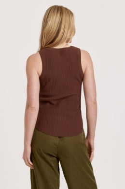 Cora Ribbed Tank Top - Hickory
