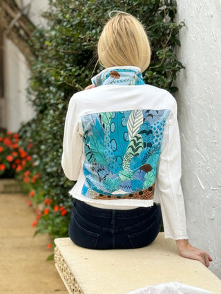 White Sky Blue Denim Jacket Large