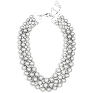 3 Strand Bib Necklace - Silver