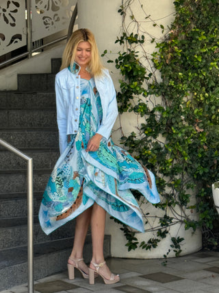 Sky Blue Scarf Dress O/S