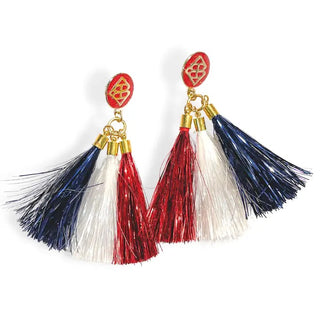 Red, White and Navy Jumbo Tassel Earring