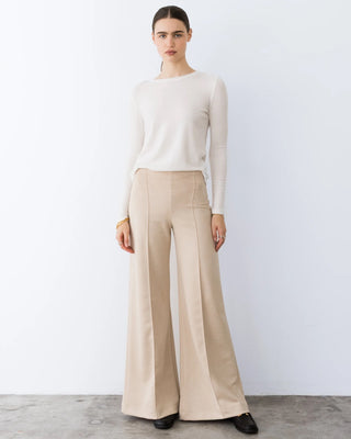 Suede Wide Leg Pants- Almond