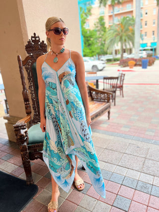 Sky Blue Scarf Dress O/S