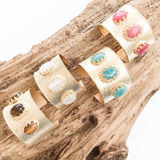 The Trinity-  Triple Stone Cuff Bracelet