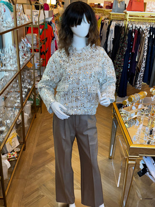 Shiny Twill Trousers - Gold