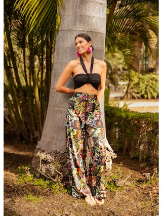 JOHNNY Silk Pants - Azulejo Dark