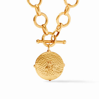 Honeybee Statement Necklace, Gold Iridescent Clear Crystal, Reversible