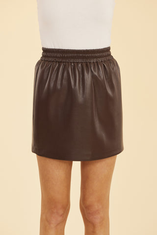 Elastic Waist Mini Skirt- Coffee