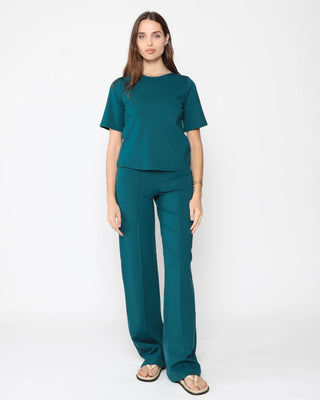 Extended Ponte Knit Short Sleeve Top- Teal